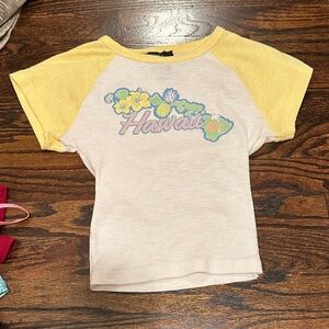 Forever 21 Yellow and White Hawaii Crop Top